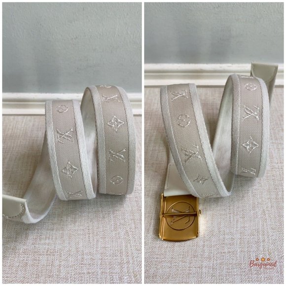 Authentic Louis Vuitton Off White Monogram Canvas Ceinture Fortune Belt 80/32 - Picture 9 of 12